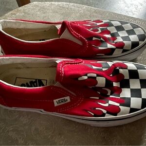 Vans Kids Red Flame Checkered Sneakers